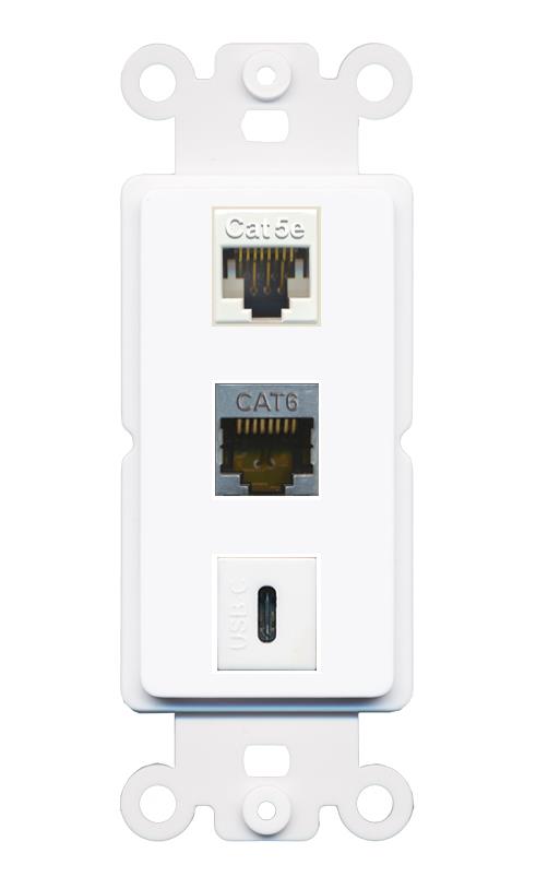 CAT5E CAT6-SHIELDED USBC Wall Plate [White]