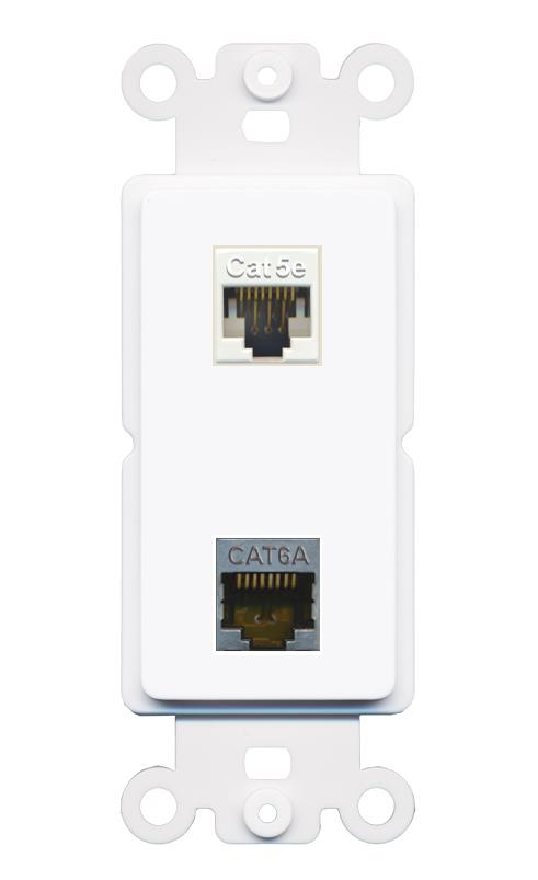 CAT5E CAT6A Rocker Insert Module Wall Plate [White]