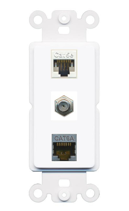 CAT5E CAT6A COAX Wall Plate [White]