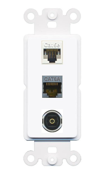 CAT5E CAT6A TOSLINK Wall Plate [White]