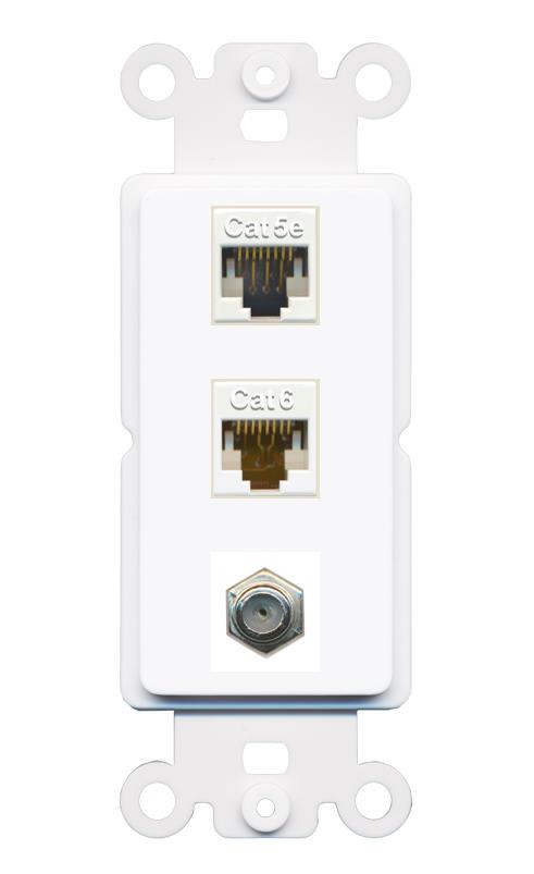 CAT5E CAT6 COAX Wall Plate [White]