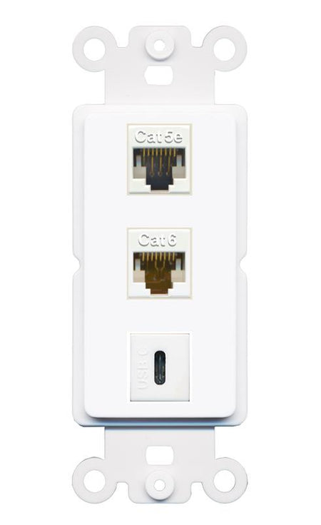 CAT5E CAT6 USBC Wall Plate [White]