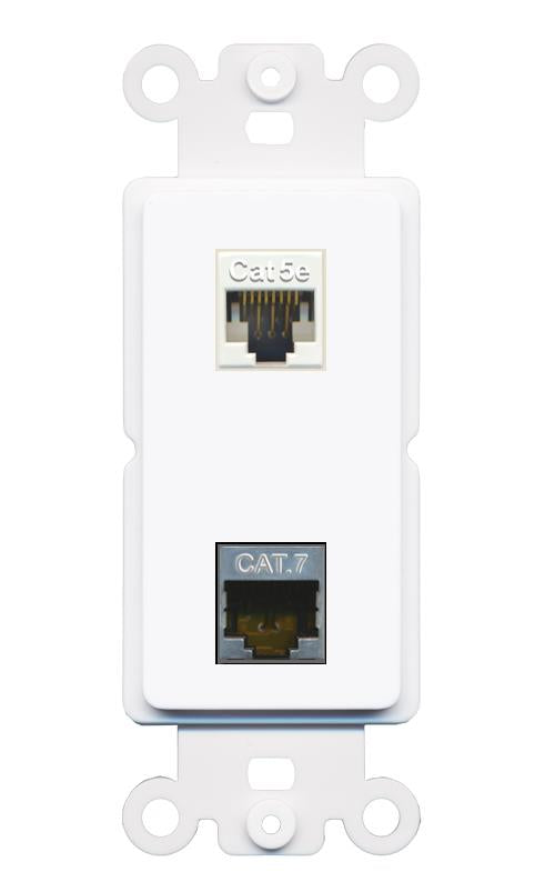 CAT5E CAT7 Rocker Insert Module Wall Plate [White]