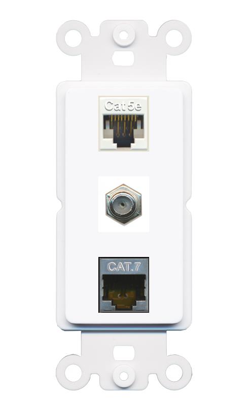 CAT5E CAT7 COAX Wall Plate [White]