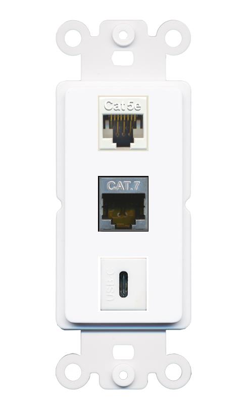 CAT5E CAT7 USBC Wall Plate [White]