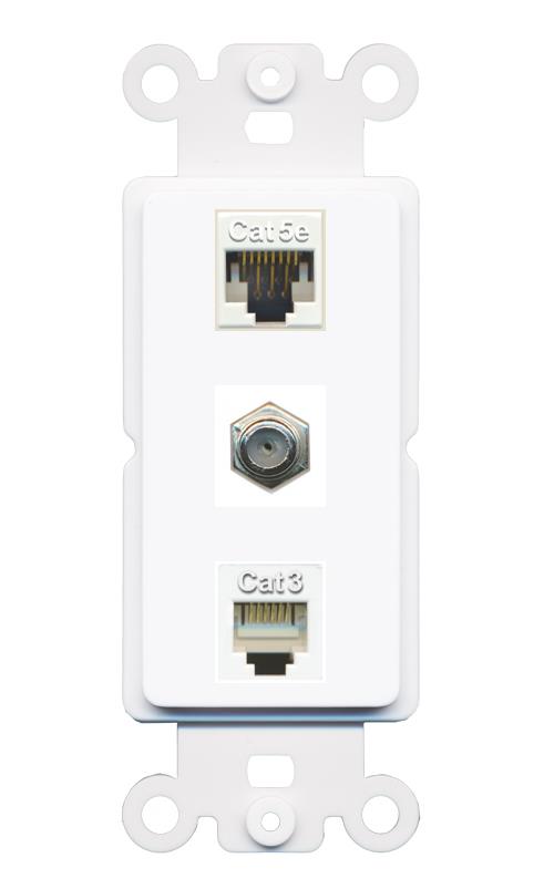 CAT5E COAX PHONE Wall Plate [White]