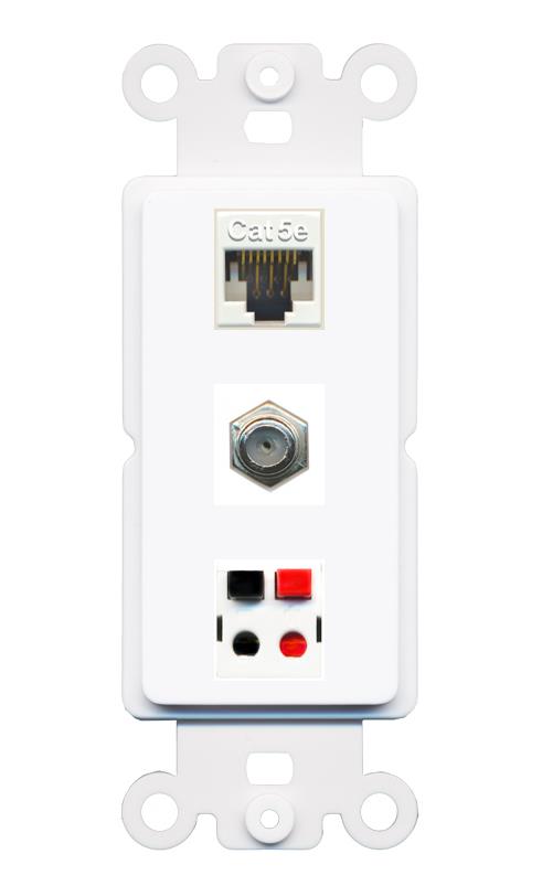 CAT5E COAX SPEAKER Wall Plate [White]