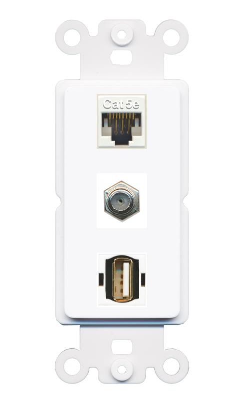 CAT5E COAX USB2 Wall Plate [White]