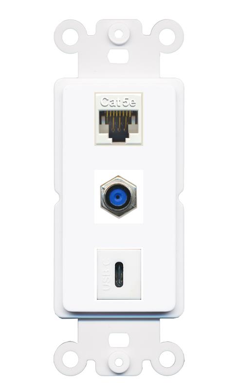 CAT5E F81 USBC Wall Plate [White]