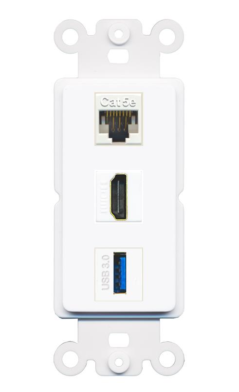 CAT5E HDMI USB-3 Wall Plate [White]