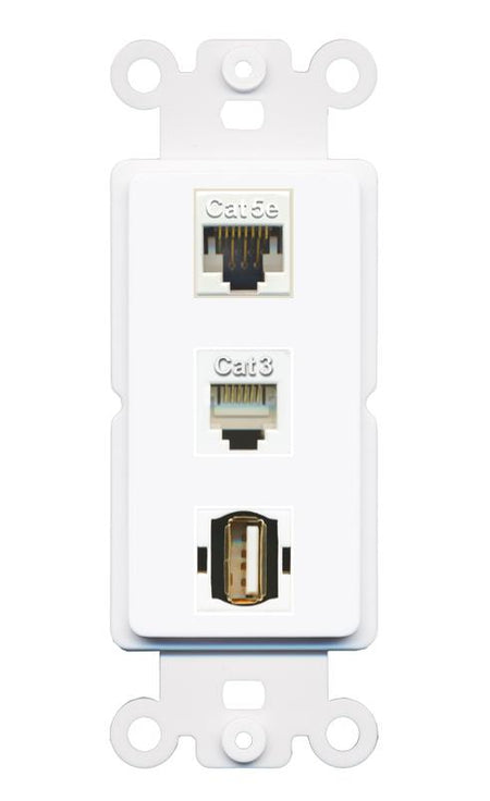 CAT5E PHONE USB2 Wall Plate [White]