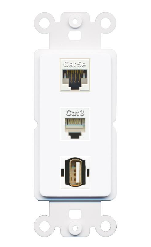 CAT5E PHONE USB2 Wall Plate [White]