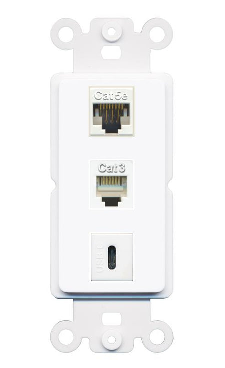 CAT5E PHONE USBC Wall Plate [White]