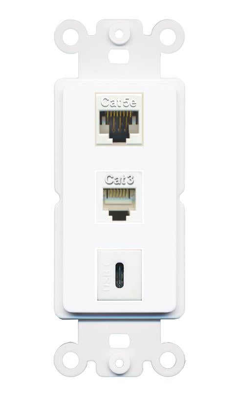 CAT5E PHONE USBC Wall Plate [White]