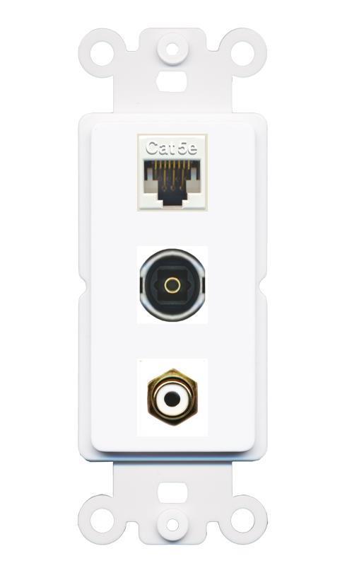 CAT5E RCA-WHITE TOSLINK Wall Plate [White]