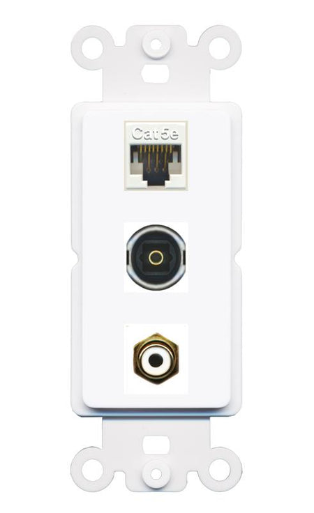 CAT5E RCA-WHITE TOSLINK Wall Plate [White]
