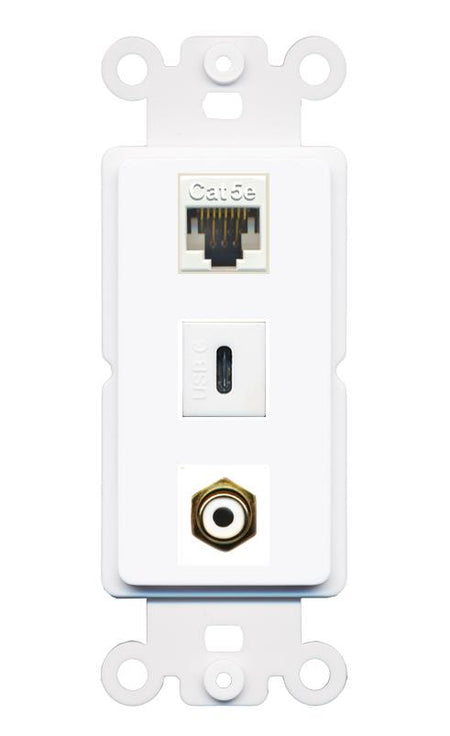 CAT5E RCA-WHITE USBC Wall Plate [White]