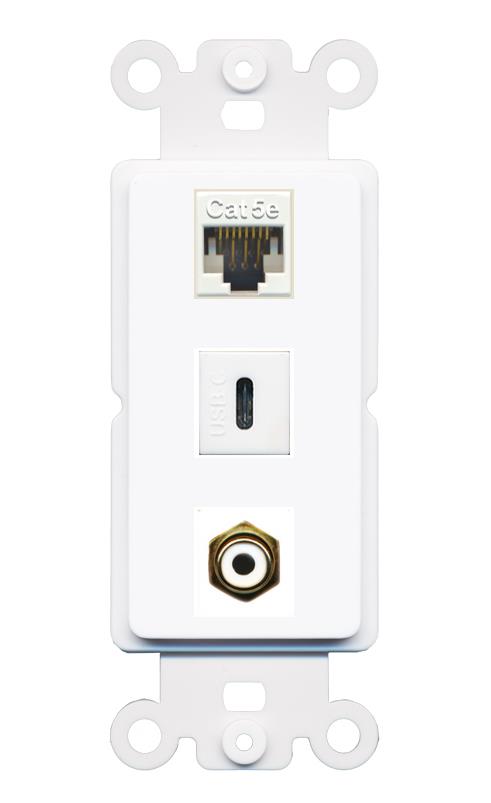 CAT5E RCA-WHITE USBC Wall Plate [White]
