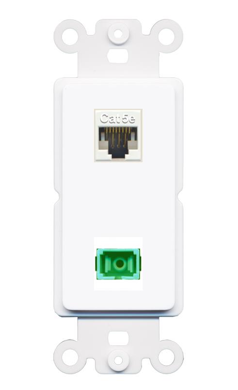 CAT5E SC-APC-SX Rocker Insert Module Wall Plate [White]