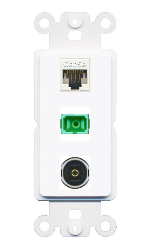 CAT5E SC-APC-SX TOSLINK Wall Plate [White]