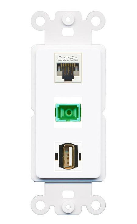 CAT5E SC-APC-SX USB2 Wall Plate [White]