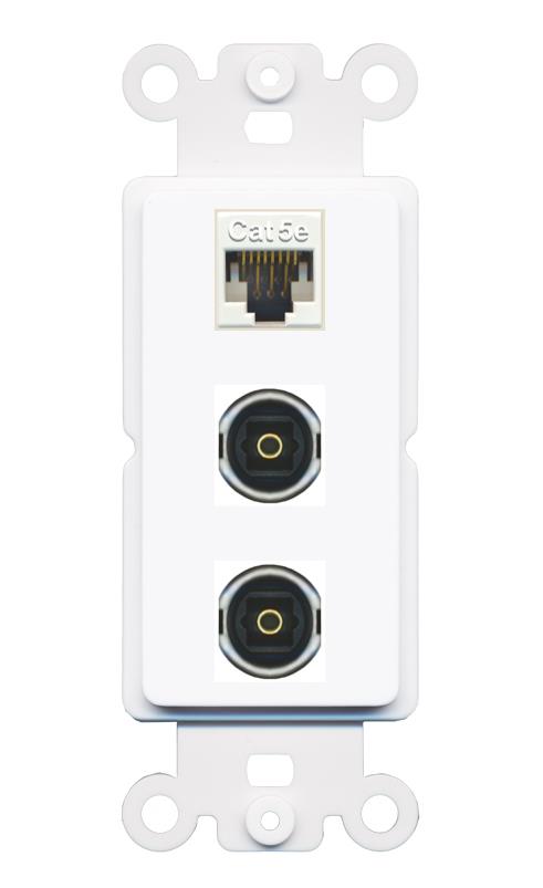 CAT5E 2 TOSLINK Wall Plate [White]