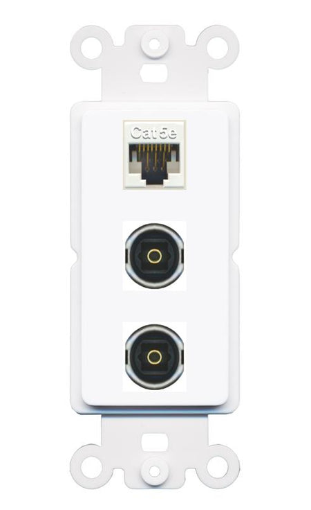CAT5E 2 TOSLINK Wall Plate [White]