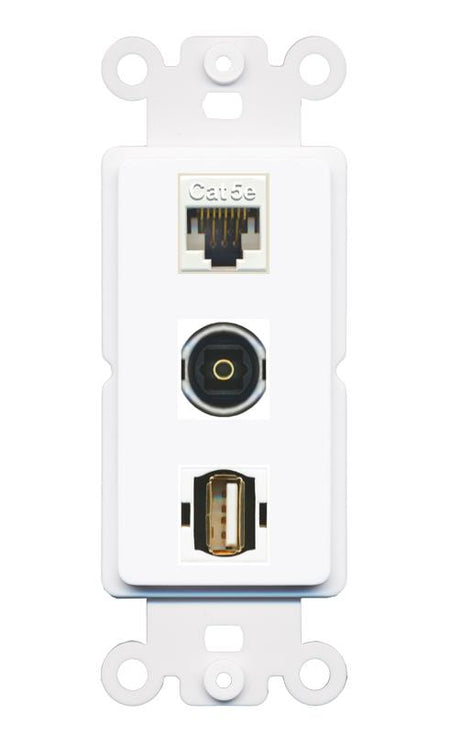 CAT5E TOSLINK USB2 Wall Plate [White]