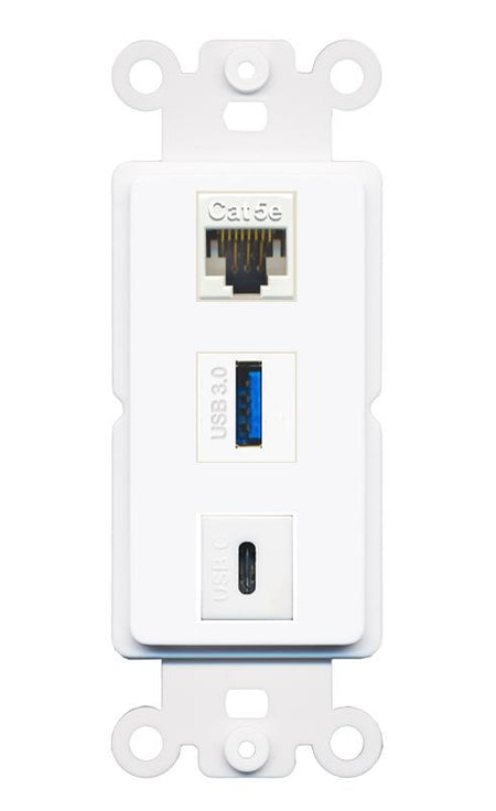 CAT5E USB-3 USBC Wall Plate [White]