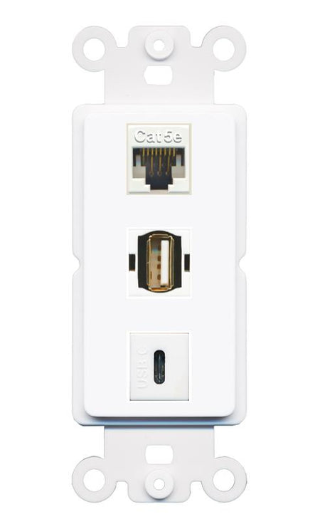 CAT5E USB2 USBC Wall Plate [White]