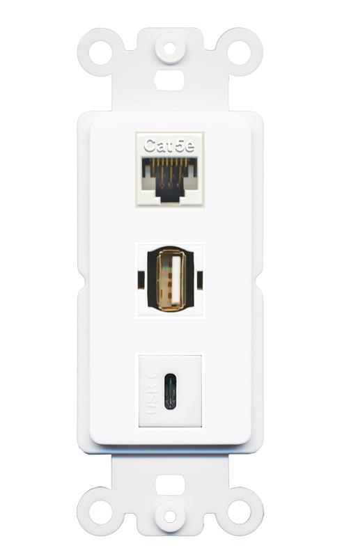 CAT5E USB2 USBC Wall Plate [White]