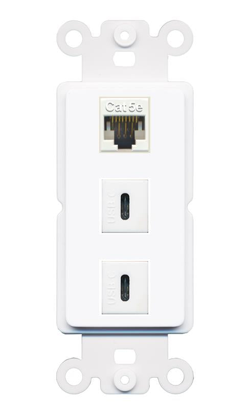 CAT5E 2 USBC Wall Plate [White]