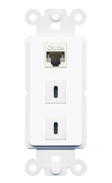 CAT5E 2 USBC Wall Plate [White]