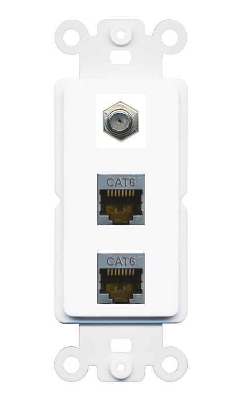 2 CAT6-SHIELDED COAX Wall Plate [White]