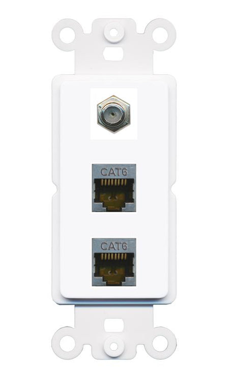 2 CAT6-SHIELDED COAX Wall Plate [White]