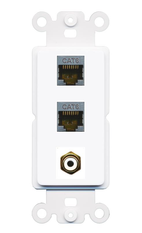 2 CAT6-SHIELDED RCA-WHITE Wall Plate [White]