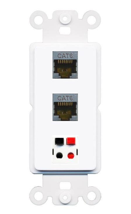 2 CAT6-SHIELDED SPEAKER Wall Plate [White]