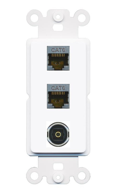 2 CAT6-SHIELDED TOSLINK Wall Plate [White]