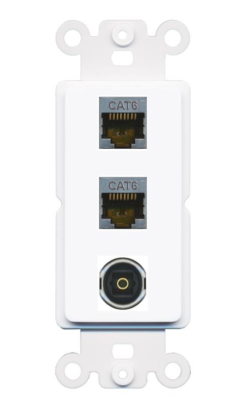 2 CAT6-SHIELDED TOSLINK Wall Plate [White]
