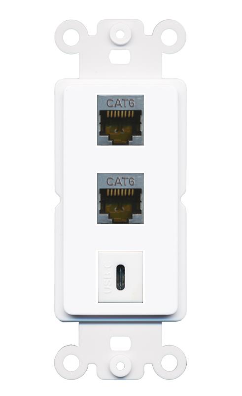 2 CAT6-SHIELDED USBC Wall Plate [White]