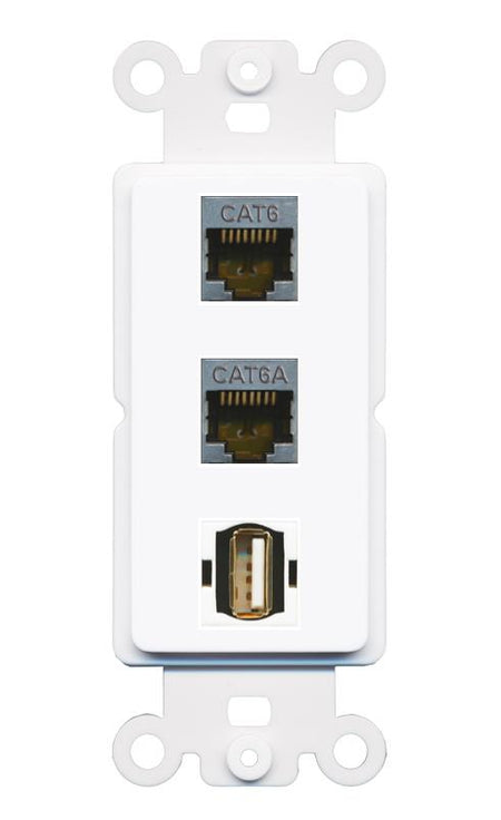 CAT6-SHIELDED CAT6A USB2 Wall Plate [White]