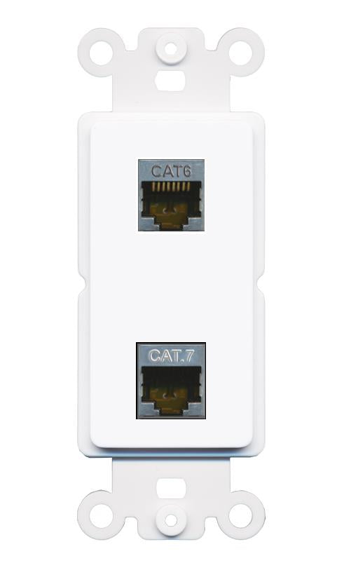 CAT6-SHIELDED CAT7 Rocker Insert Module Wall Plate [White]
