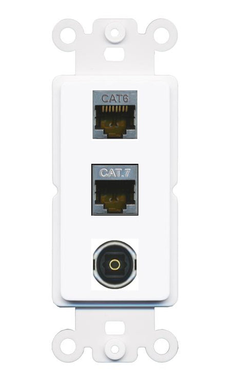 CAT6-SHIELDED CAT7 TOSLINK Wall Plate [White]