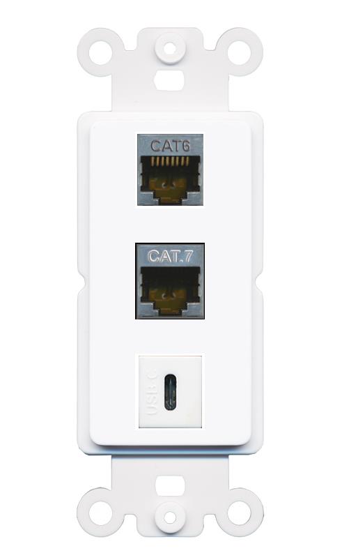 CAT6-SHIELDED CAT7 USBC Wall Plate [White]