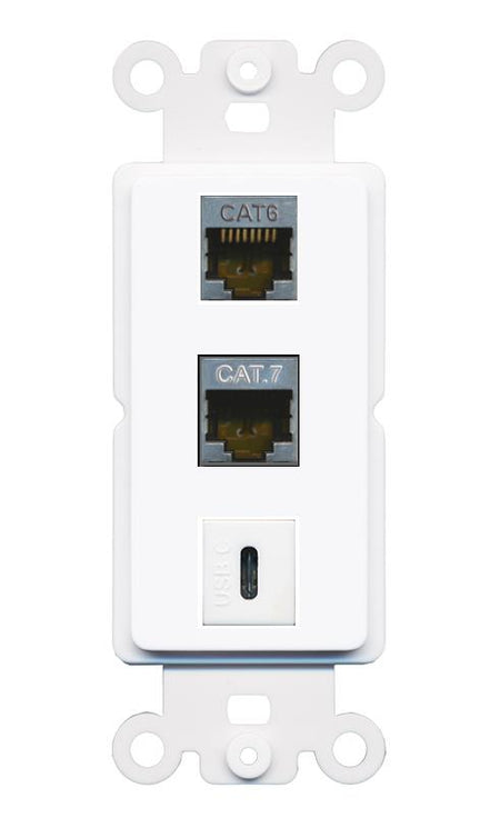 CAT6-SHIELDED CAT7 USBC Wall Plate [White]