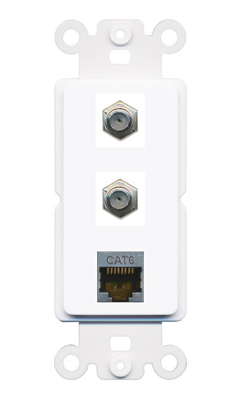 CAT6-SHIELDED 2 COAX Wall Plate [White]