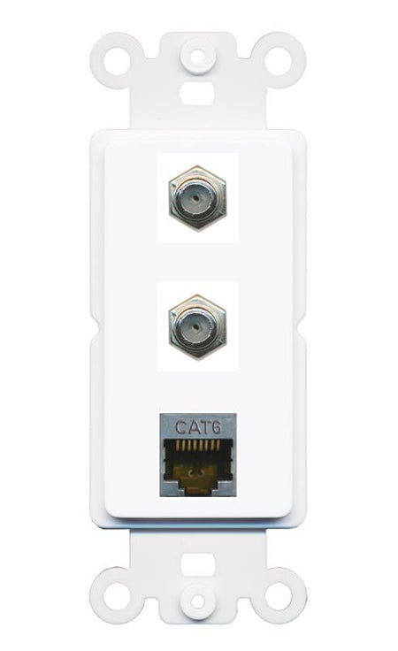 CAT6-SHIELDED 2 COAX Wall Plate [White]
