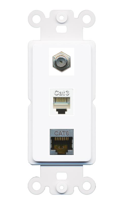 CAT6-SHIELDED COAX PHONE Wall Plate [White]
