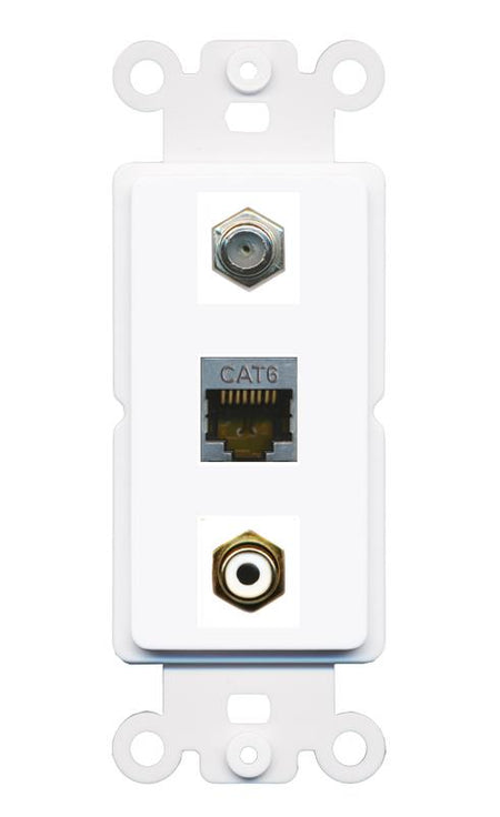 CAT6-SHIELDED COAX RCA-WHITE Wall Plate [White]