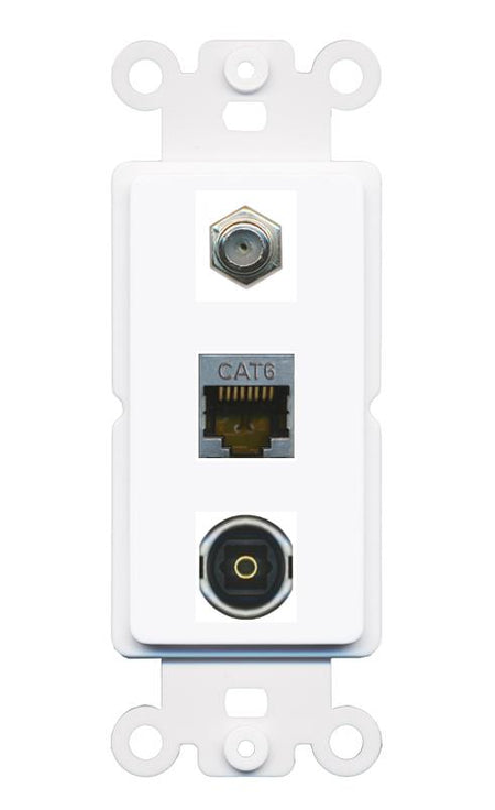 CAT6-SHIELDED COAX TOSLINK Wall Plate [White]